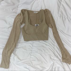 Tan Crop Top & Shrug Set
